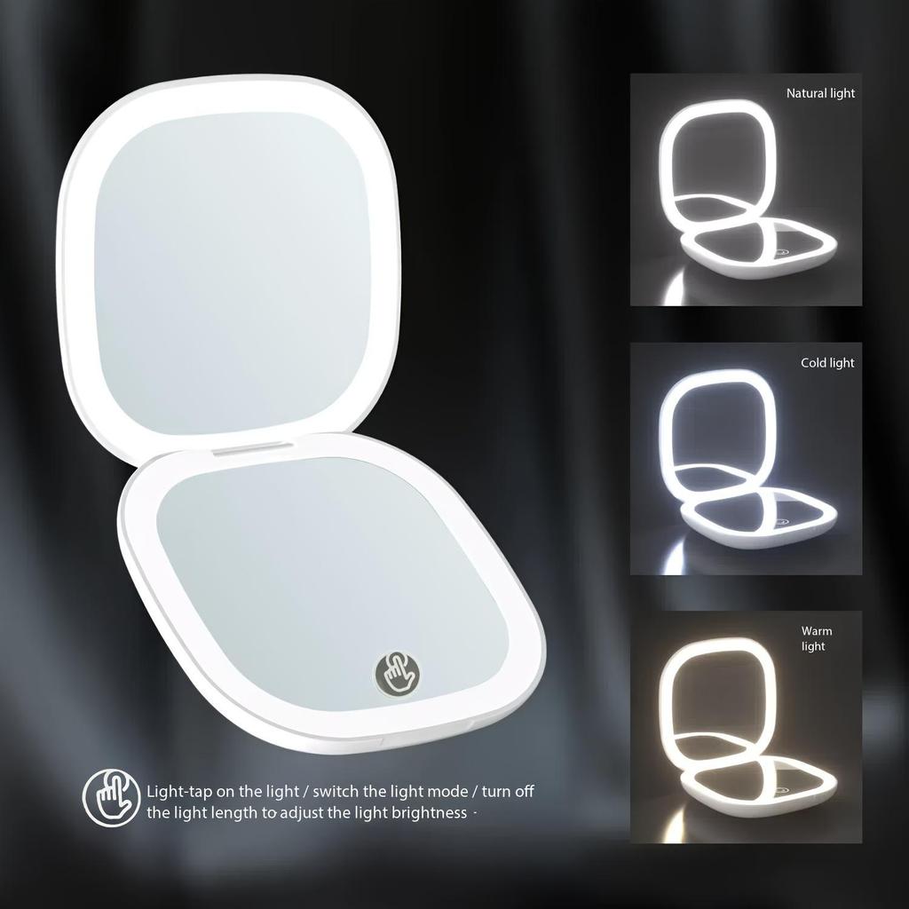 LED Foldable Double-Sided Makeup Mirror with USB Charging