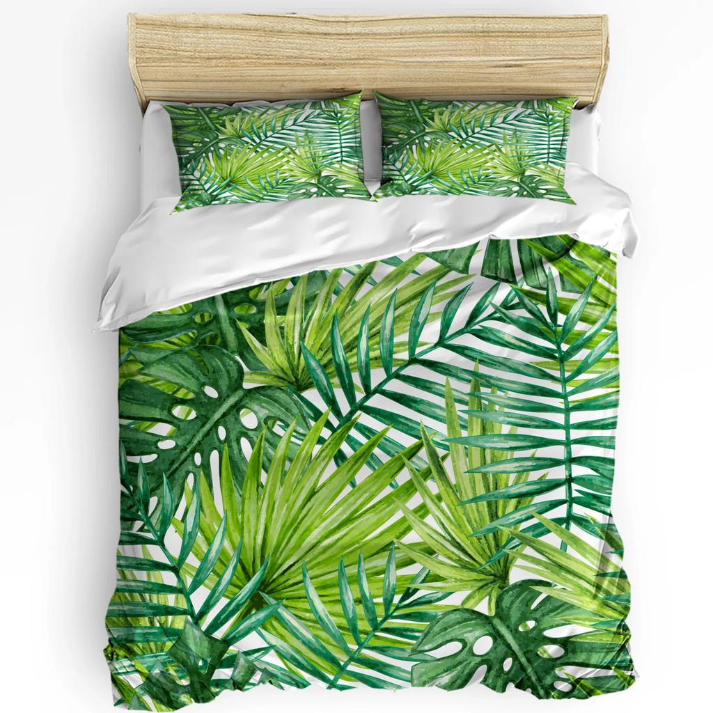 3pcs Bedding Set Tropical Jungle Leaves Monstera Green Home Textile Duvet Cover Pillow Case Boy Kid Teen Girl Bedding Covers Set
