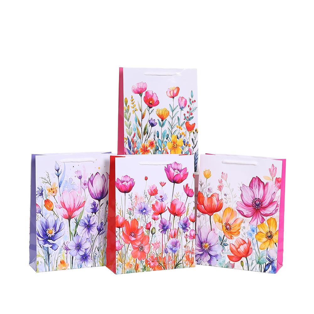 12pcs Floral paper tote bags reusable thank you gift bags for birthday party small business packaging showers and events