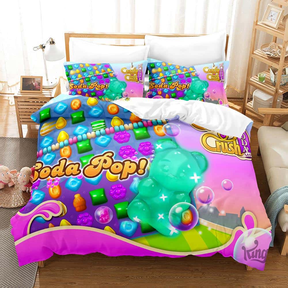 Game Candy Crush Soda Saga Bedding Set Single Twin Full Queen King Size Bed Set Adult Kid Bedroom Duvet Cover Sets Home Textiles