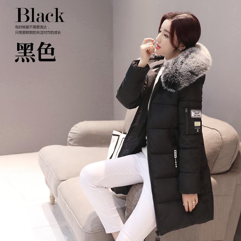 New fashion medium and long cotton-padded clothes women's large size slim-fitting hooded jacket cotton-padded jacket
