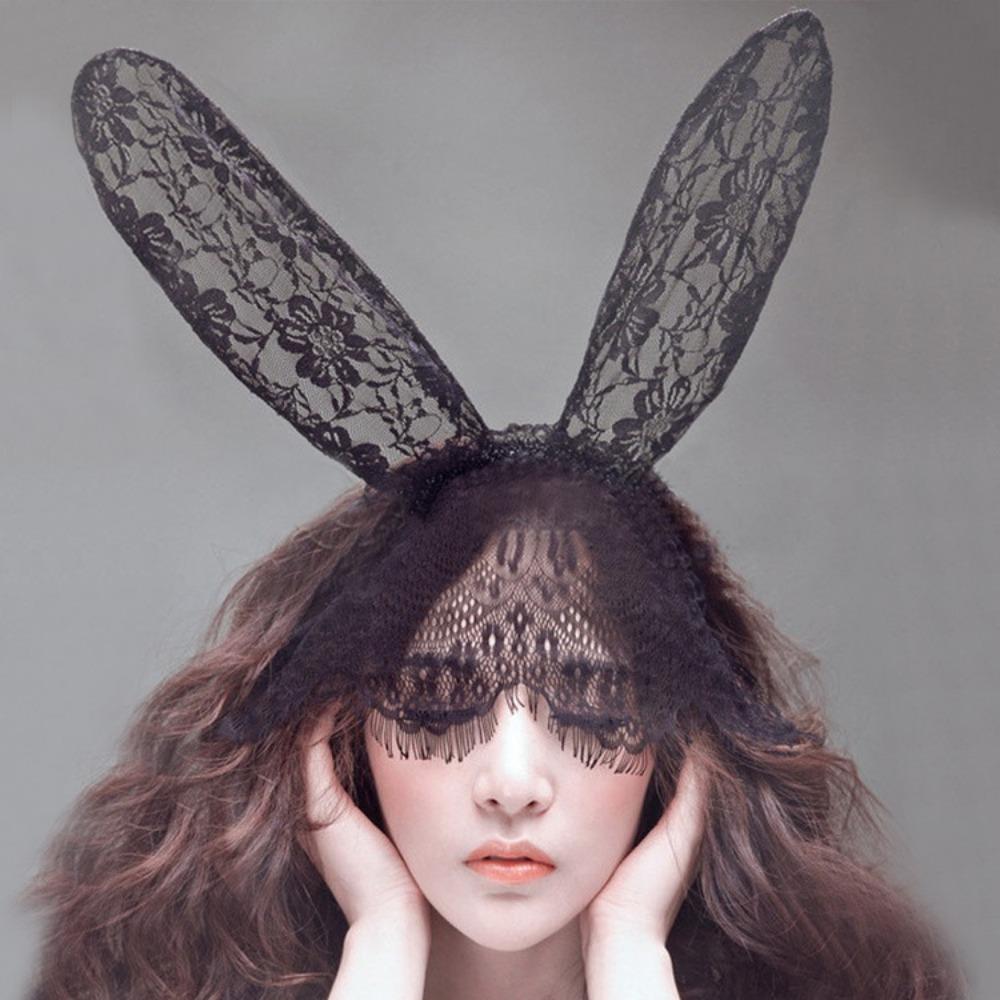 Sexy Lingerie Uniform Seduction Accessories Headband Lace Veil Ball Mask Rabbit Ears Queen Mask