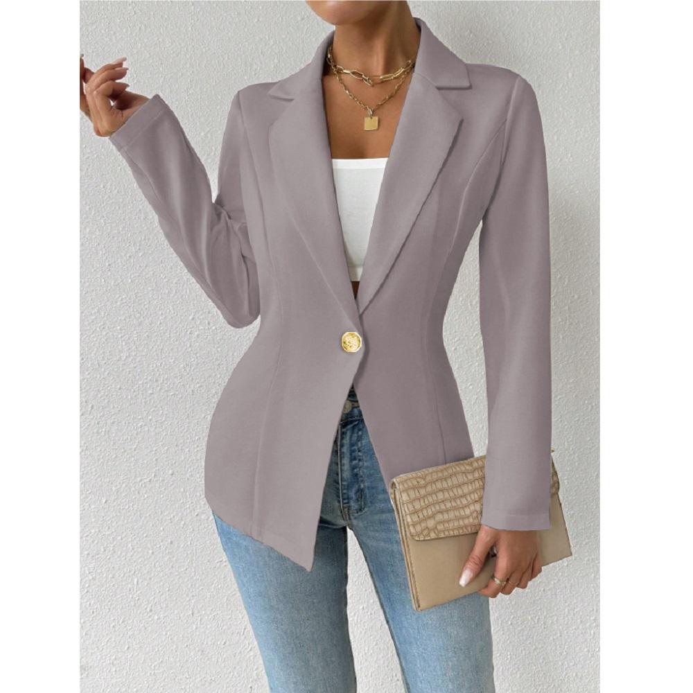 Women's Elegant Blazers Long Sleeve Solid Formal Blazer Ladies Office Work Set Single Button Outerwears Jackets Coat
