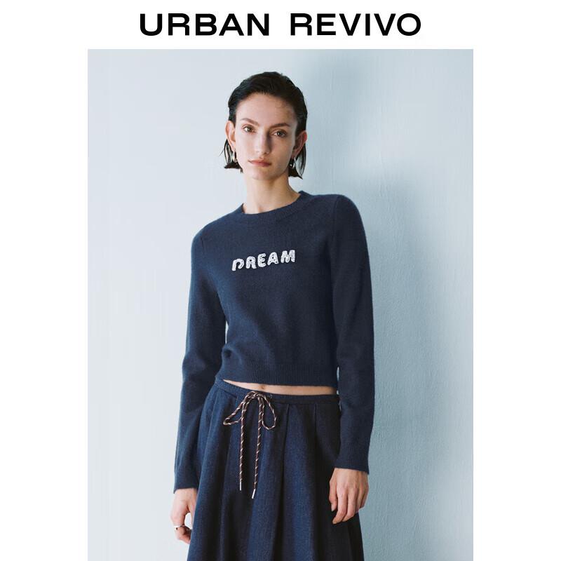 

UR 2025 Spring Women s College Style Letter Beaded Knit Cardigan S