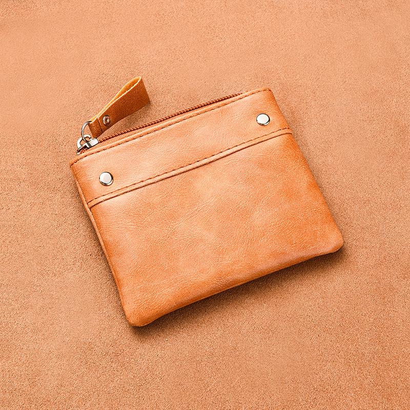 Bozuk Para Çantası Erkek Kısa Cüzdan İnce Düz Renk PU Bozuk Para Çantası Mini Fermuarlı Kart Bozuk Para Çantası