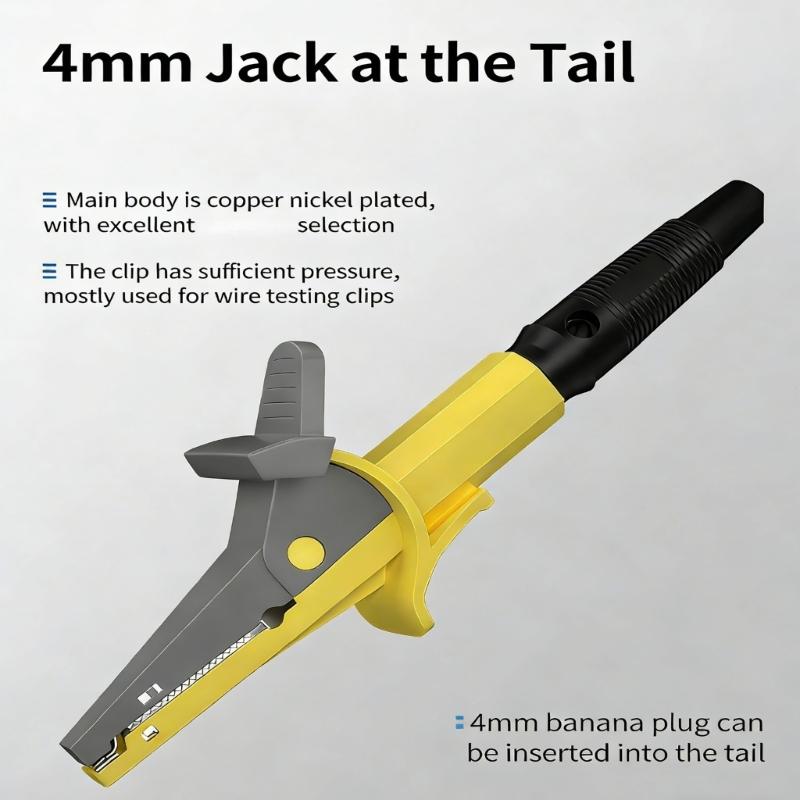 Insulated Test Clamp 4mm Banana Probe Clip Large Size Connectors Terminals Alligator Clips for Quick Circuit Testing