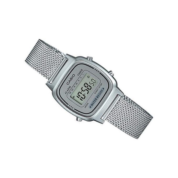 Casio Retro Small Dial Waterproof Watch Stainless Steel Band Quartz Movement Women watches Gray LA670WEM-7