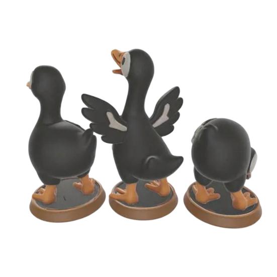 3Pcs Halloween Spooky Skeleton Goose Figurine, Miniature Skeleton Goose Resin Statue, Skeleton Animal Sculpture Desktop Ornament for Home, Office,