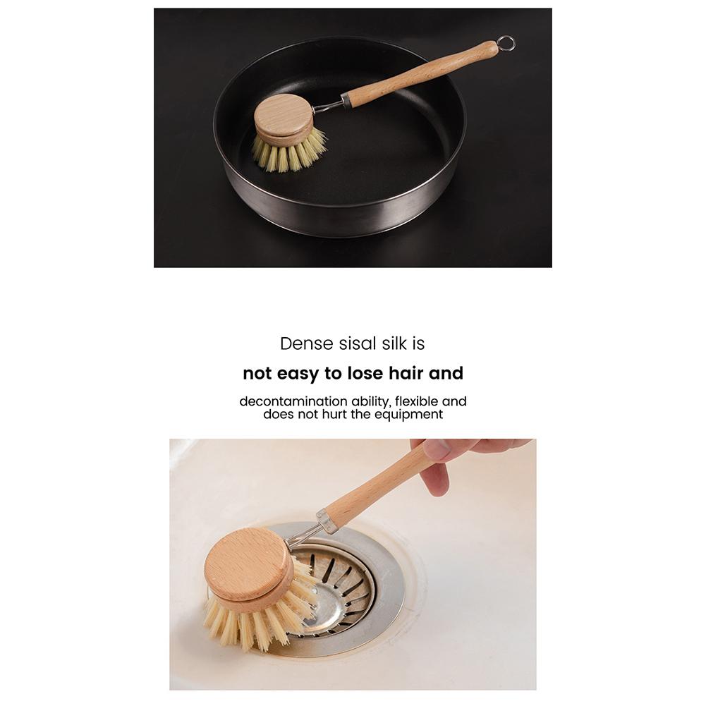 Dish Cleaning Brush Long Handle Pan Brush Solid Dish Scrubber Brush Wear-resistant