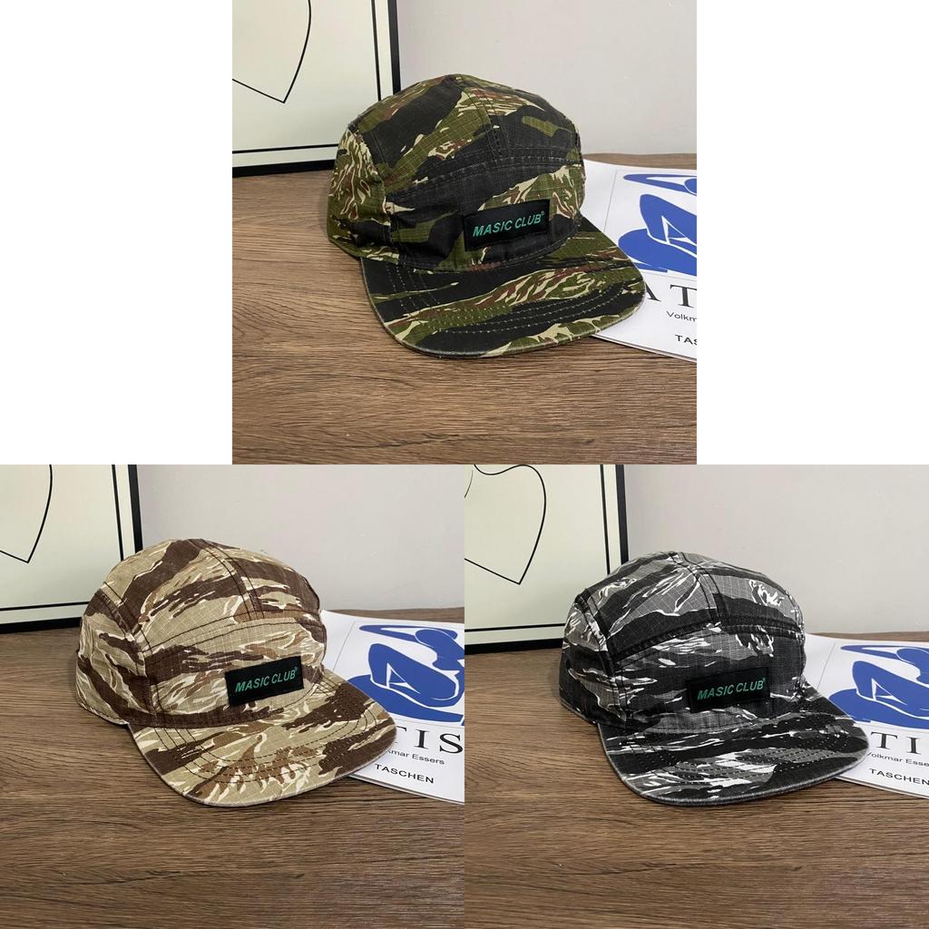 Masic Camouflage Flat Brim Hat With Embroidery For Outdoor Hiking And Camping