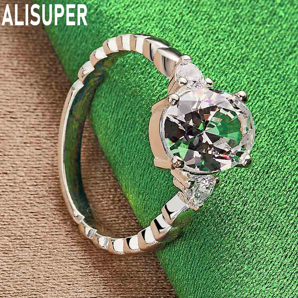 Anello in argento sterling 925 con zirconi AAA e ciondolo alla moda per matrimonio