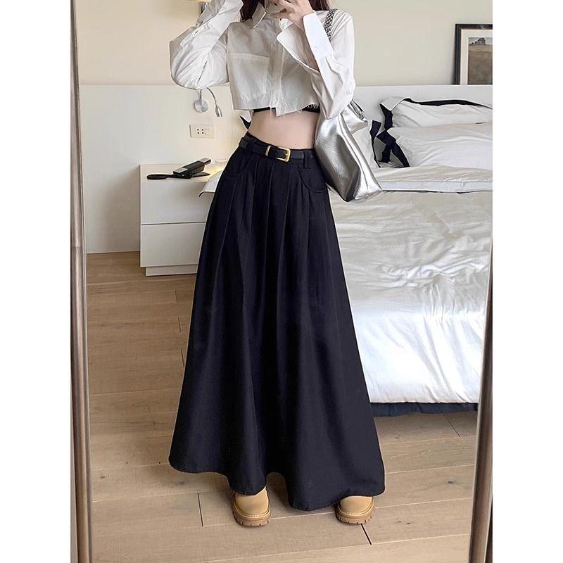 2024 New High-Waist Slim A-Line Umbrella Skirt for Women - Korean Autumn Style