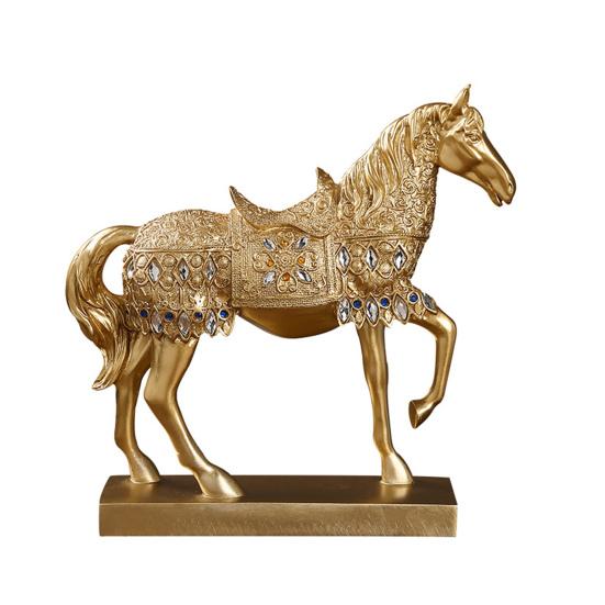 Success Horse Ornament Artistic Good Luck Horse Figurine Resin Modern Horse Statue for Home TV Stand Desk Wine Cabinet Decoration