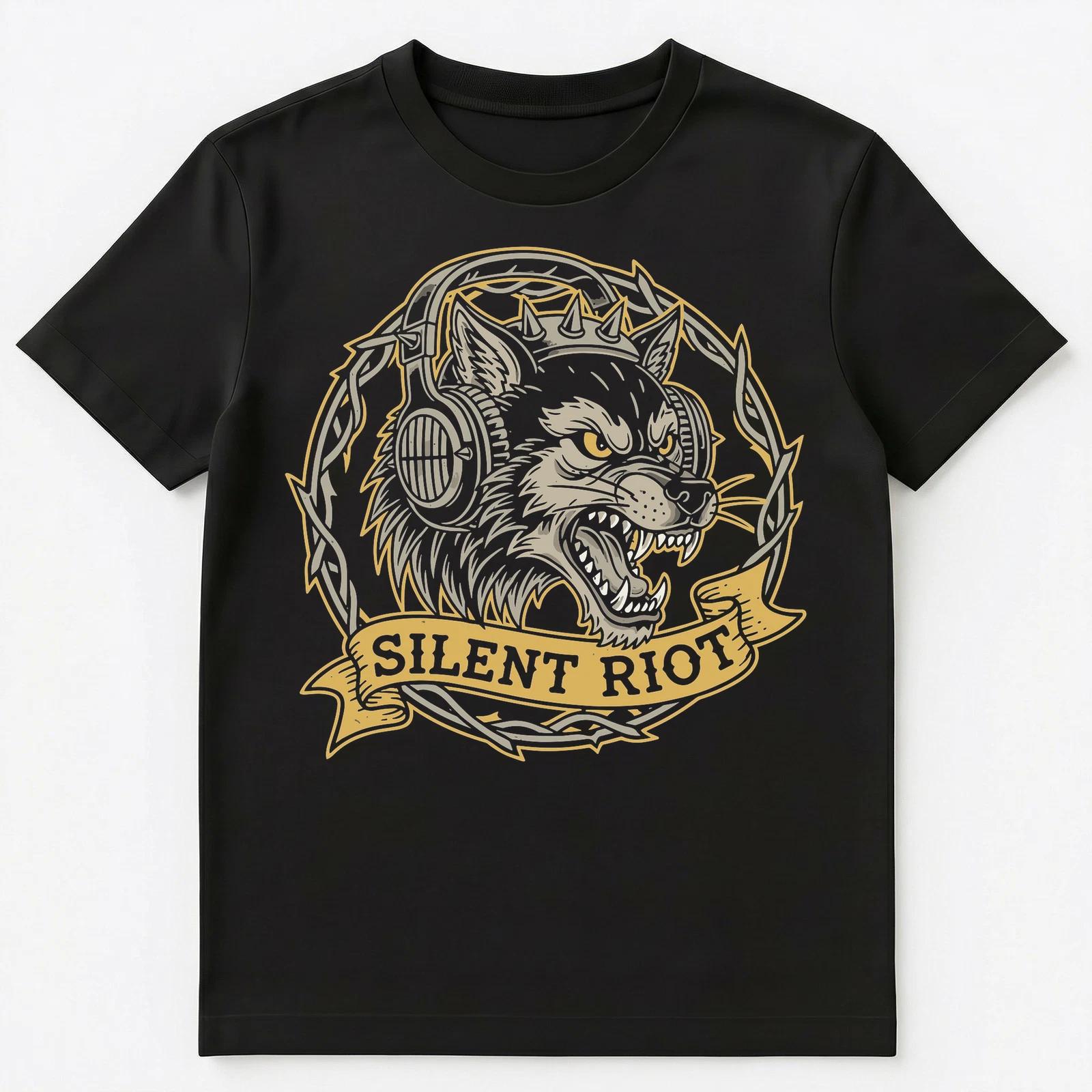 Silent Disco Riot Wolf Headphones Rock Music Unisex T-Shirt M