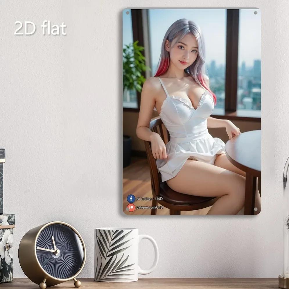 

Vintage Iron Wall Art 2D Flat Woman Sign Weatherproof Indoor Outdoor Decor 20x30cm PreDrilled Hanger 20x30cm