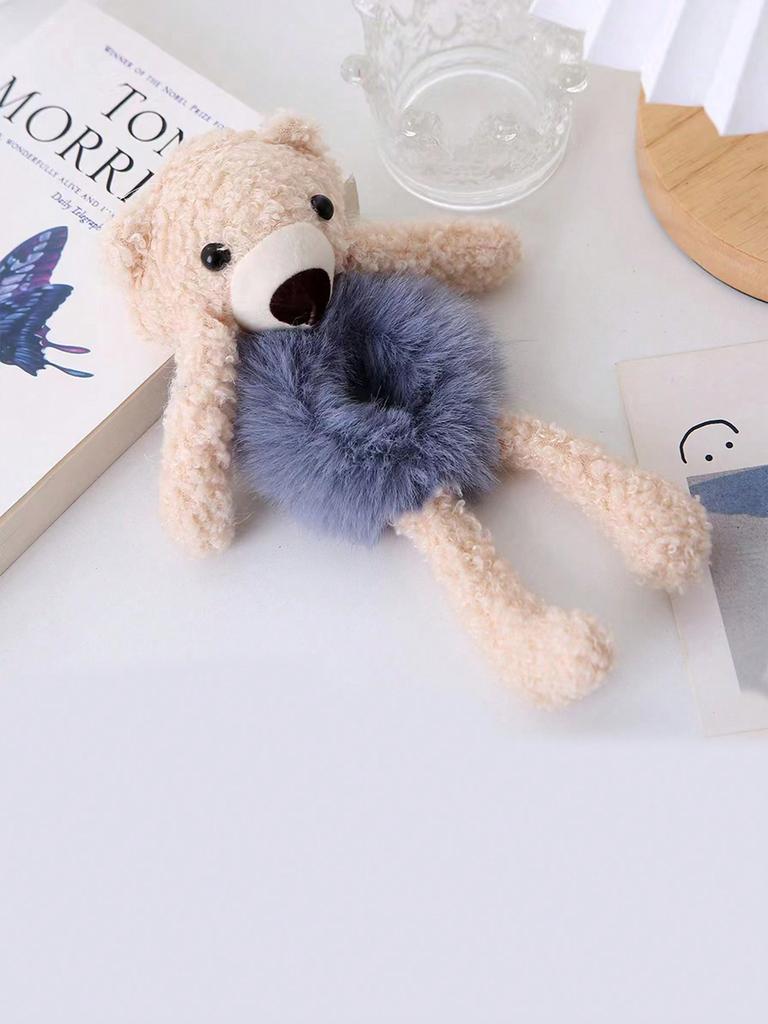 1pc Hug Bear Head, Rope, Female Cute Bear, Tie Bear Hair, Elastic Rope, Plush Hair Hoop