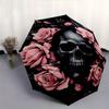1pc Skull In Bloom Pattern Automatic, 8 Iron Frames, High-Value Folding Umbrella, Travel and Outdoor Adventure.C060