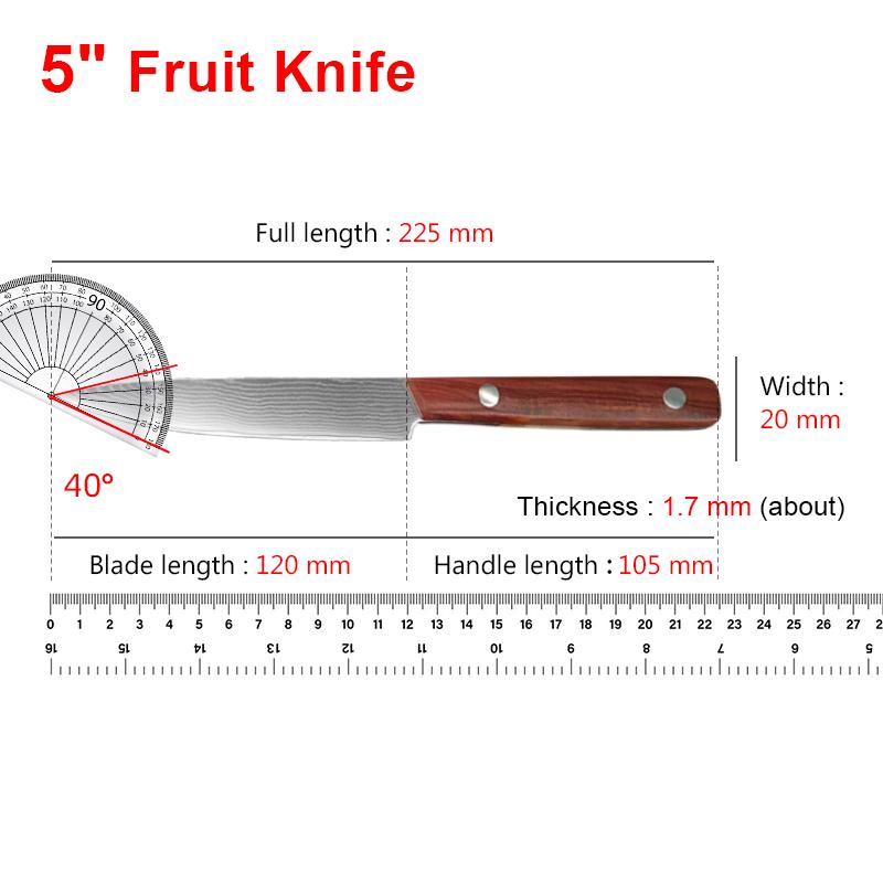

5-дюймовый универсальный нож с лезвием из дамасской стали, острый топор для очистки овощей, барбекю, чистки овощей, кухонные ножи с деревянной ручкой, кухонные принадлежности