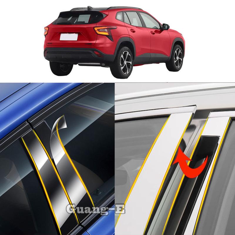 Car TPU/Glossy Mirror Pillar Post Cover For Chevrolet Seeker/Trax -2024 Door Trim Window Molding Sticker Plate Accessories