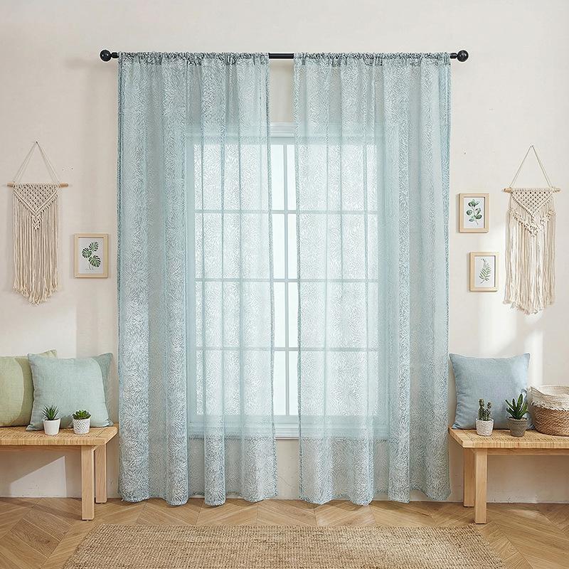 Coffee Curtain Small Fresh Simple Wind Modern Window Screen Living Room Bedroom Homestay Finished Light Transmission Curtain Window Screen
