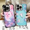 Axolotl Cartoon Cute Plating Phone Case For Iphone 16 17 Pro Max Air 16E 14 15 Plus 12 13 Mini Anti-Fall Airabag Cover