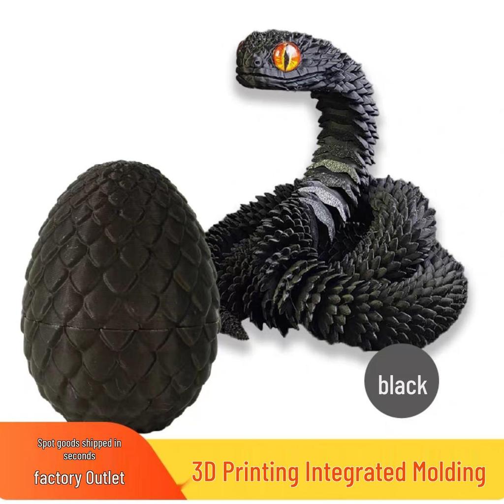 3D Printed Movable Viper Snake Model Toy - Flexible Simulation Animal Doll
