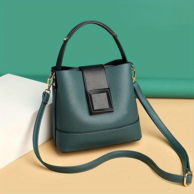 Small Elegant Solid Color Bucket Bag with Adjustable Shoulder Strap Versatile Crossbody Handbag for Women Lightweight with Zipper Closure