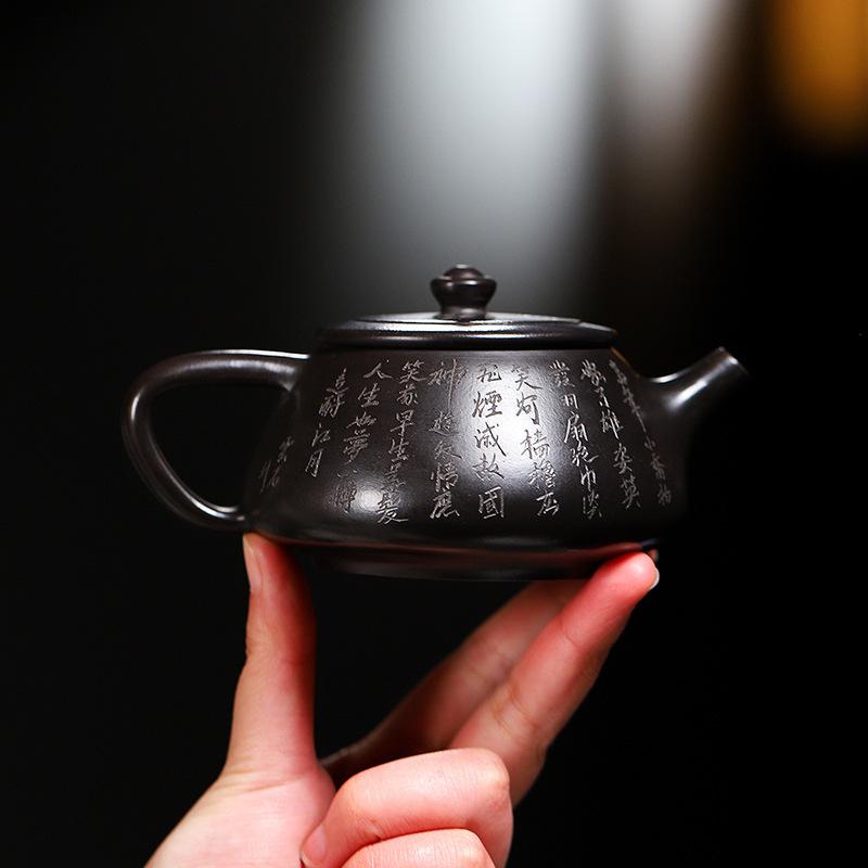 

Чайники из фиолетовой глины Исин объемом 220 мл, вырезанные вручную каменные чайники-черпаки из сырой руды Dahongpao, восстанавливающий обжиг глины, чайный набор Zisha