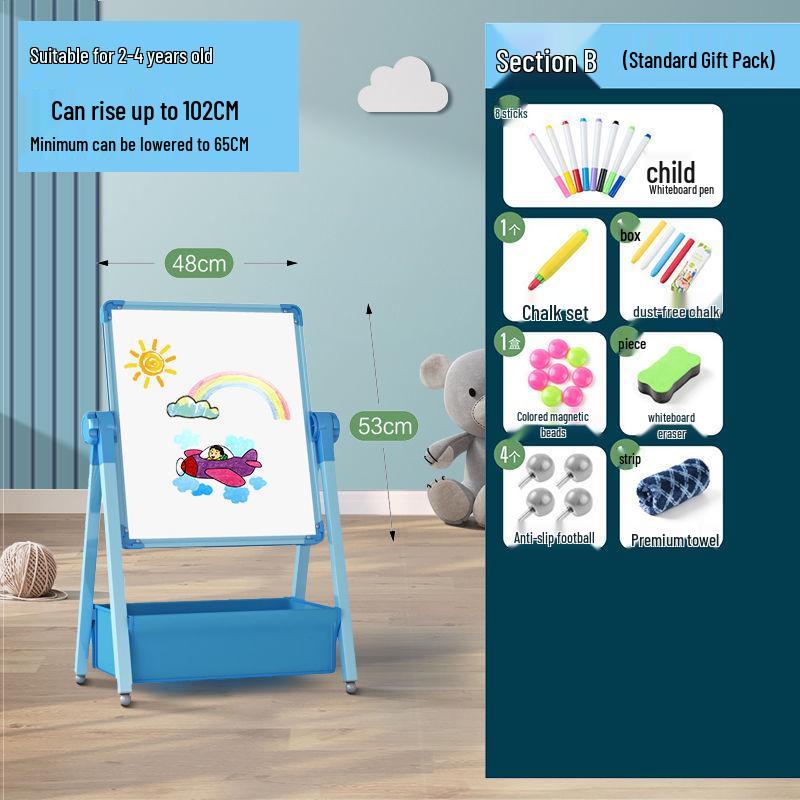 Kids' Double-Sided Magnetic Blackboard & Whiteboard: Erasable Drawing & Writing Stand with Coloring and Graffiti Features