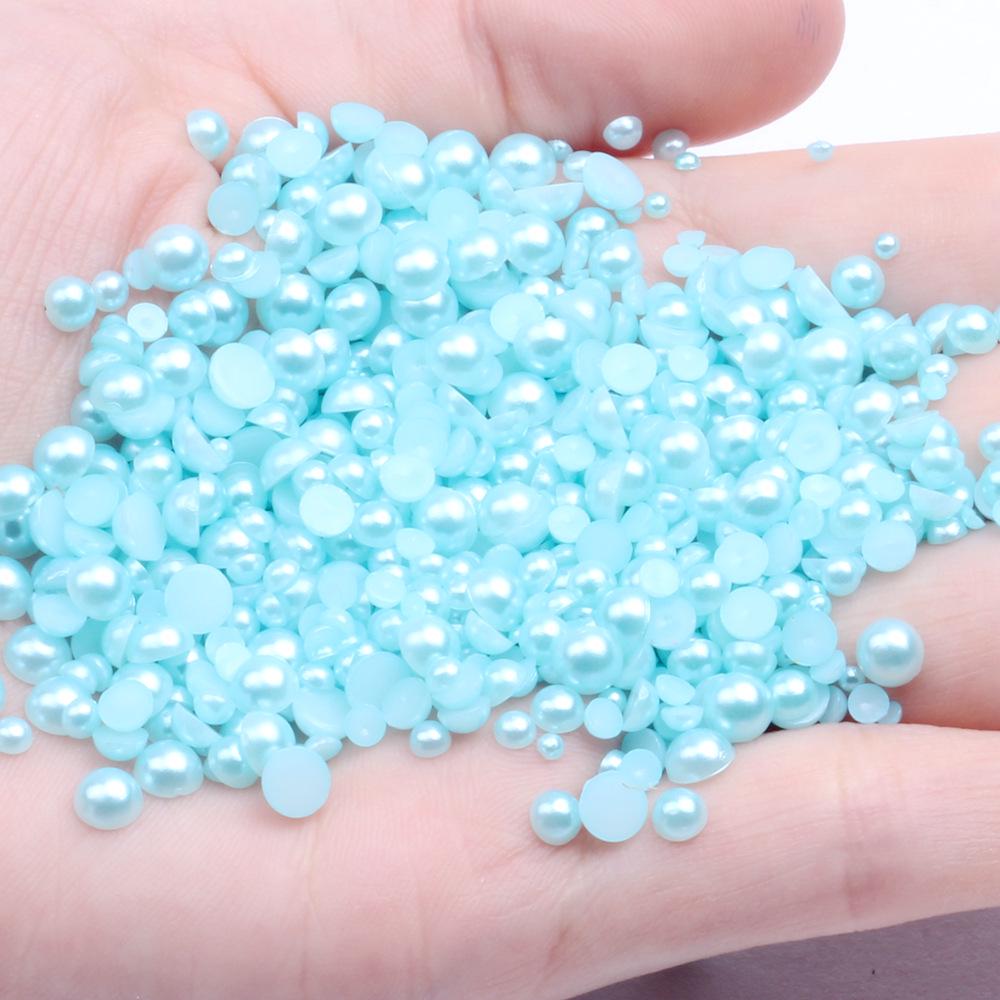 9mm Flat-back Half-round Pearl Beads - 100 Pcs for DIY Phone Case Decoration