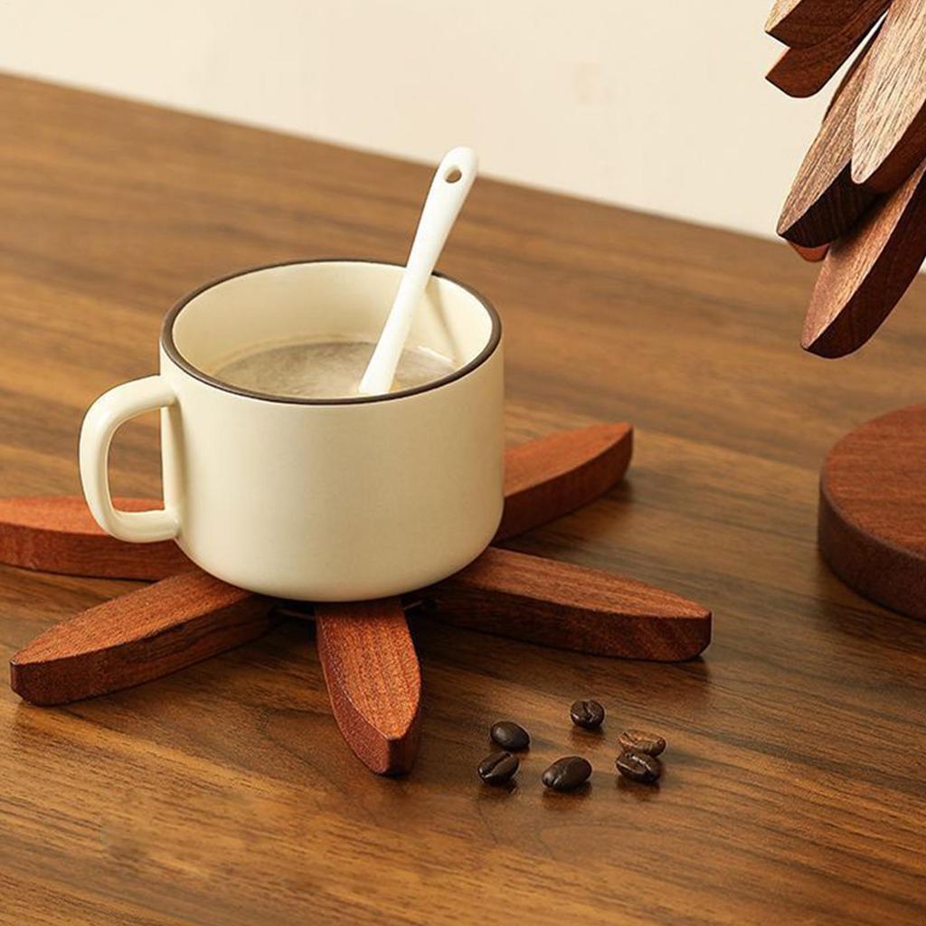 Wooden Insulation Trivet Tree Non-Slip Cup Coaster Set for Stove Pan Cup Teapot Hot Dishes Bowl, Anti-Scalding Cookware Coaster