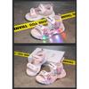 New summer girls princess sandals, kids hook & loop luminous beach shoes