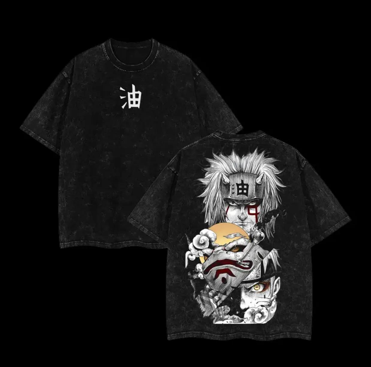 

Jiraiya T Shirt Naruto Men Acid Wash Back Print Sage Mode Anime Graphic Cotton Streetwear Sensei Legacy Vintage Bootleg Tee M