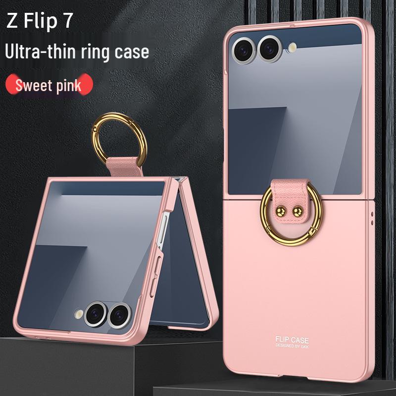 Samsung Z Flip7 Ultra-Thin Phone Case with Finger Ring, Large Window, Spray Paint Finish, Skin-Feel, Foldable Screen Protection