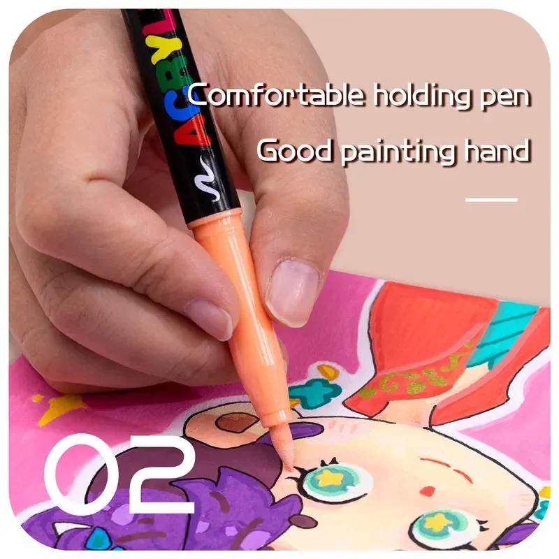 12/24 Skin Acrylic Paint Marker Pens,Soft Brush Nib Skin Tones Art Markers for Rocks Tiles Ceramic Wood Painting Art Supplies