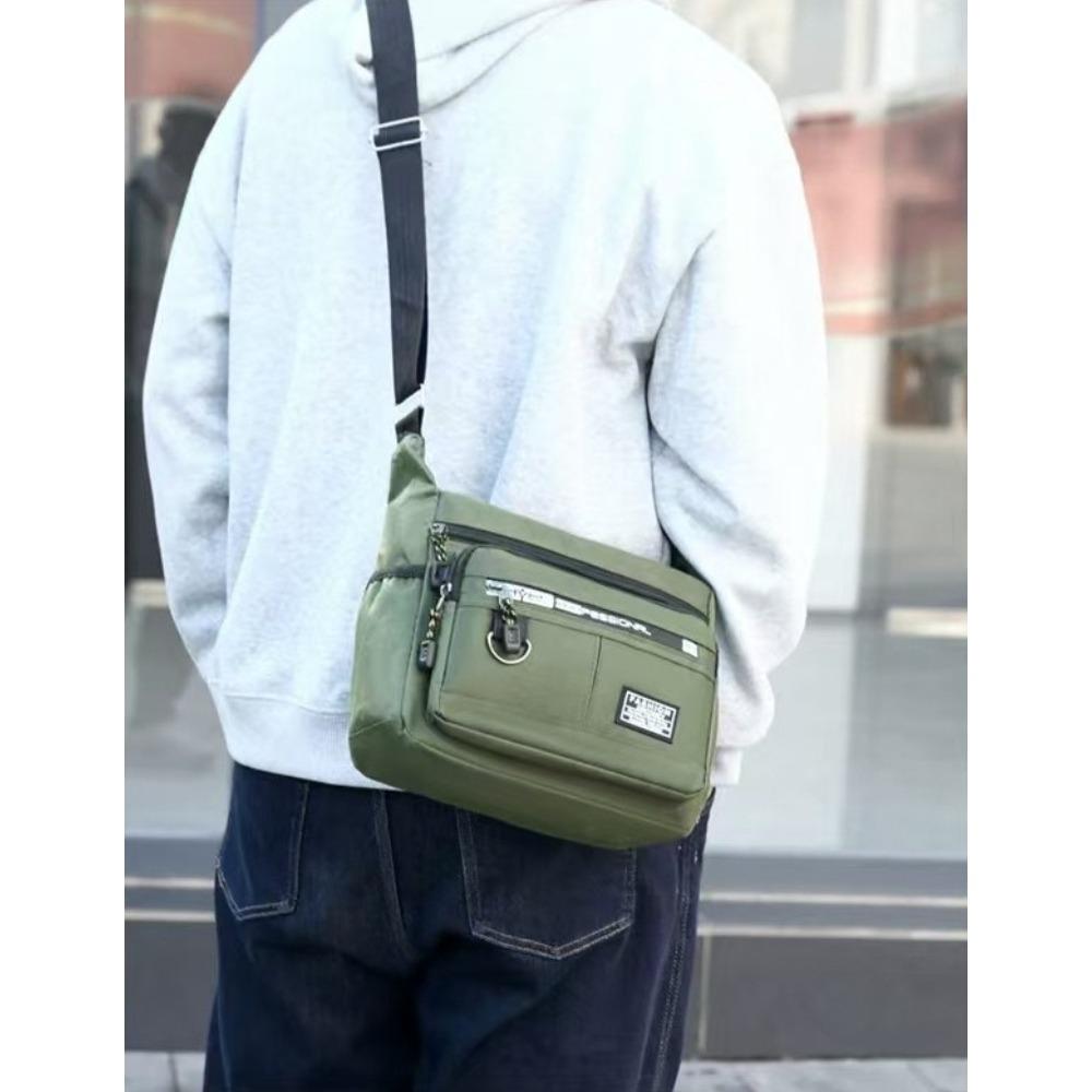 Borsa a tracolla da uomo multistrato, borsa a spalla impermeabile di grande capacità con tasche multiple per il pendolarismo quotidiano, affari