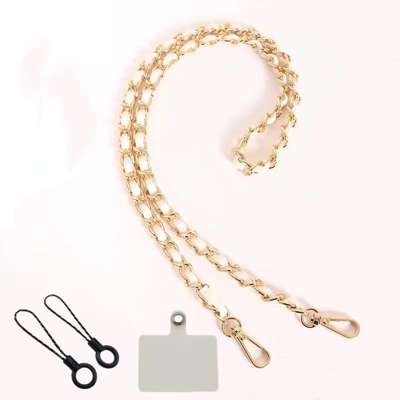 

Cell Phone Lanyard Crossbody Chain Leather Metal Shoulder Patch Card Strap Universal Adjustable Straps for All Phones Bag Case