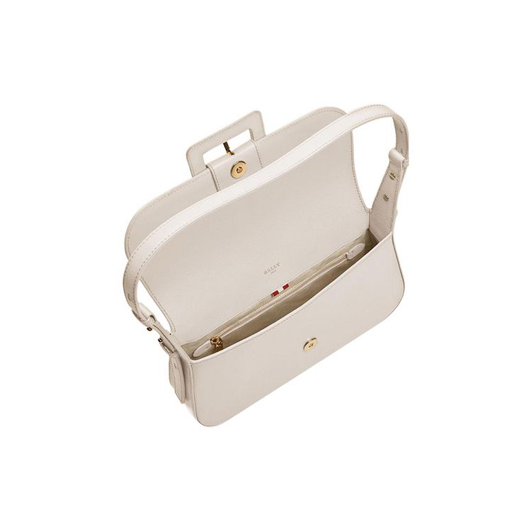 Bally Simple Solid Color Goat Leather Tote Shoulder Bag Women Bags Bone-White 6302775