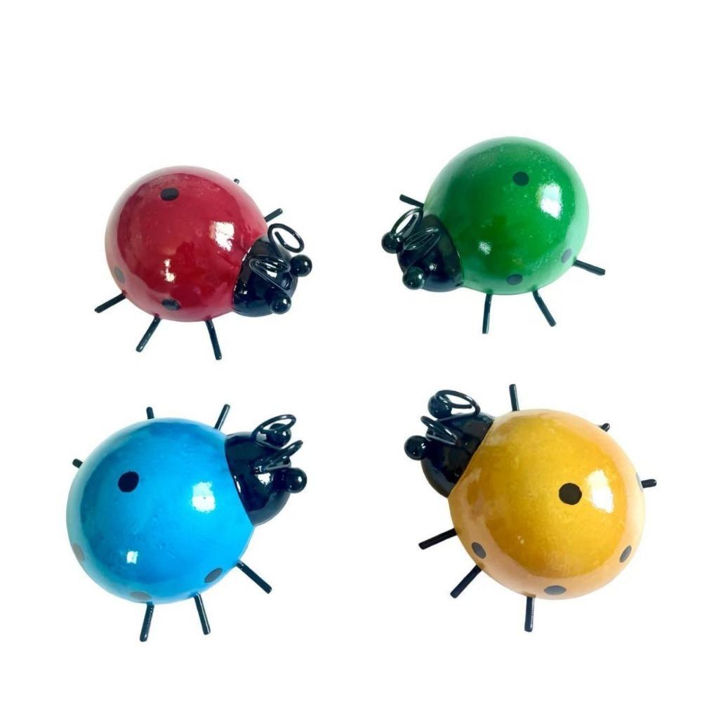 New Metal Material Mini Ladybug Hanging Design Mini Size Beetle Fence Hanger Cute Garden Figurine Outdoor Decor