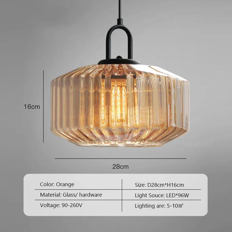 Retro Colour Glass Pendant Light Nordic Loft Hanging Indoor Decor Lights LED Fixtures E27/E26 for Bedroom Restaurant Lamp