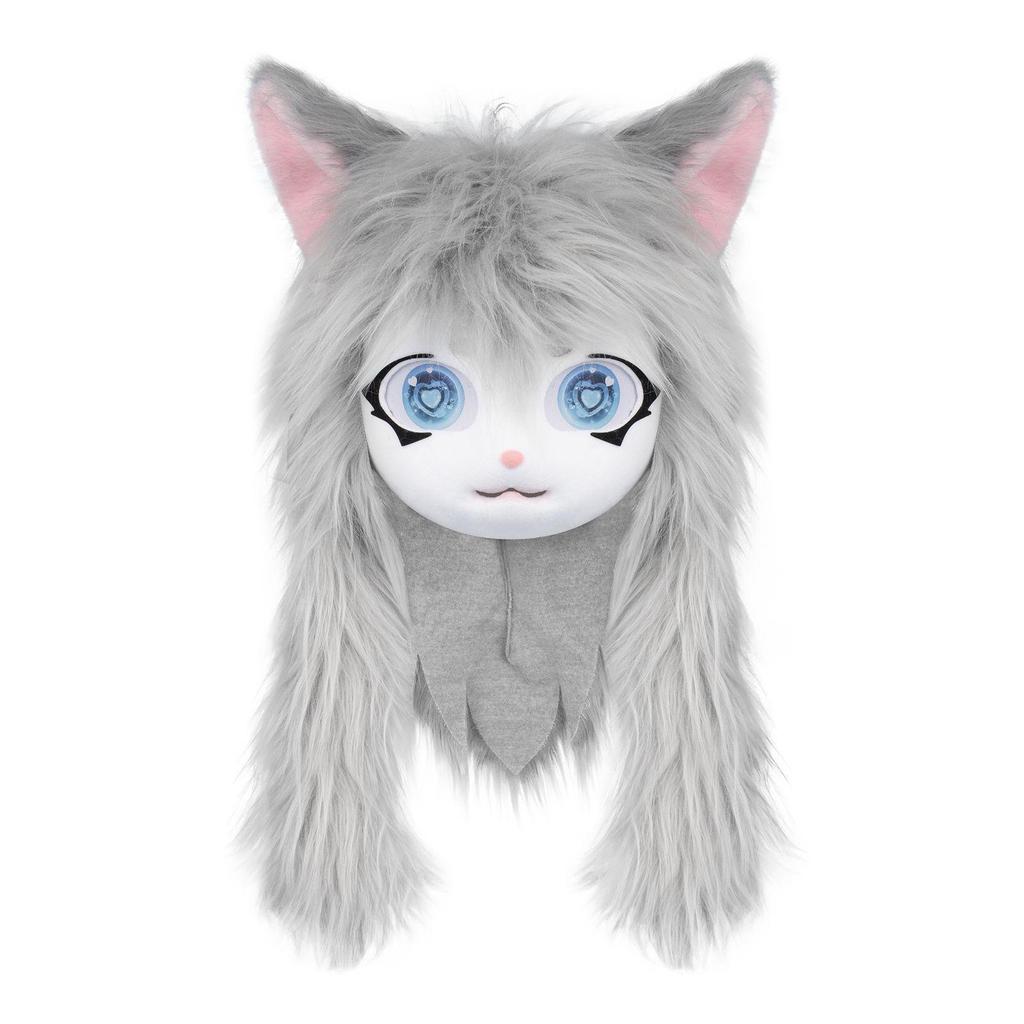 Plush Fursuit Cat Head: Wearable Cute Lolita Cosplay with Ears