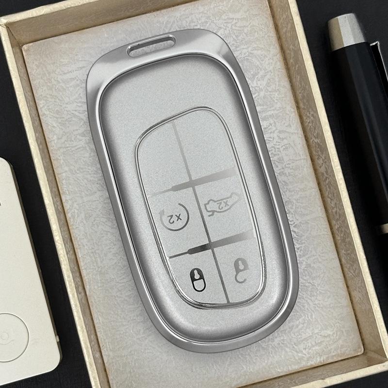 Compatible Key Case for Jeep Wrangler, Grand Cherokee, Cherokee, Compass, Patriot, Dodge Journey, and Renegade.