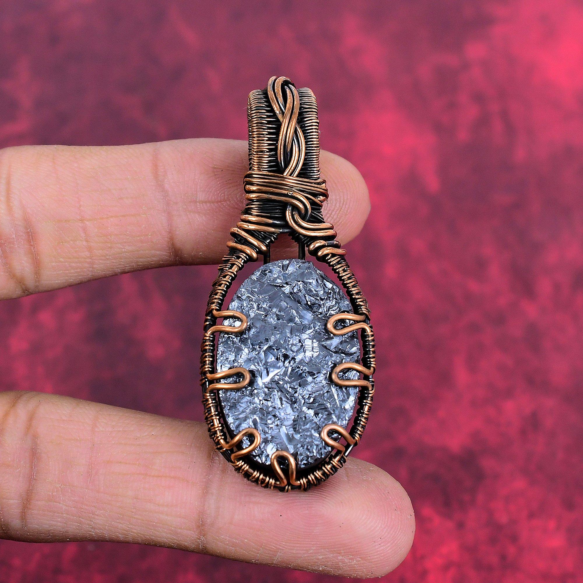 Shungite rough pendant copper wire wrapped pendant original gemstone pendant shungite rough copper jewelry gifts for wife handmade pendant