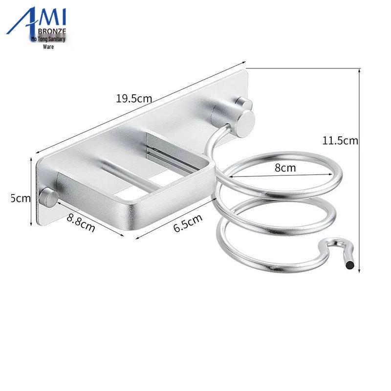 Wall-Mounted Hair Dryer & Curling Iron Holder with No-Punch Straightener and Ironing Board Rack