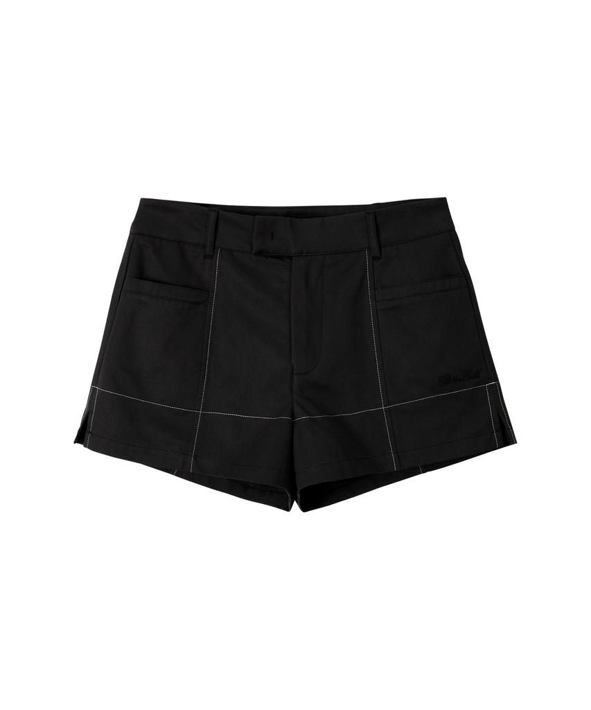 Biteoseljeu Stitch Slit Cotton Shorts - Black