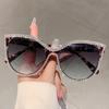 Rhinestone Shine Design Sunglasses Fashion Cat Eye Women Grey Sun Glasses Trendy Decoration Shades for Party