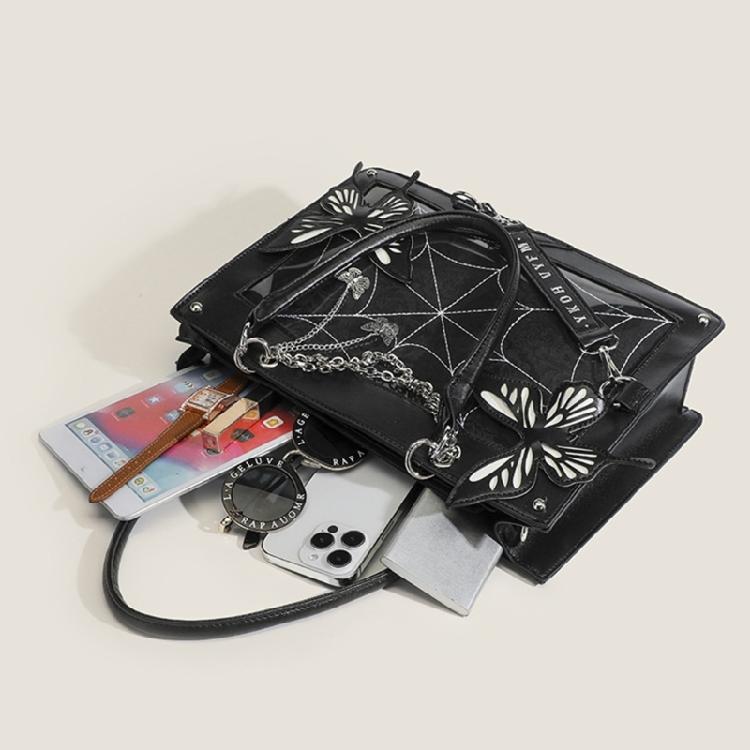 Punk Style Messenger Bags Halloween Gothic Butterfly Spiders Net Tote Bag