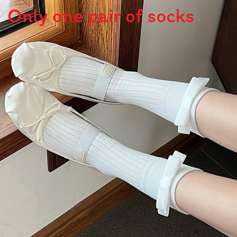 Spring Summer Ballet Style Hollow Out Tied Ribbon Stacking Socks For Girls And Teens