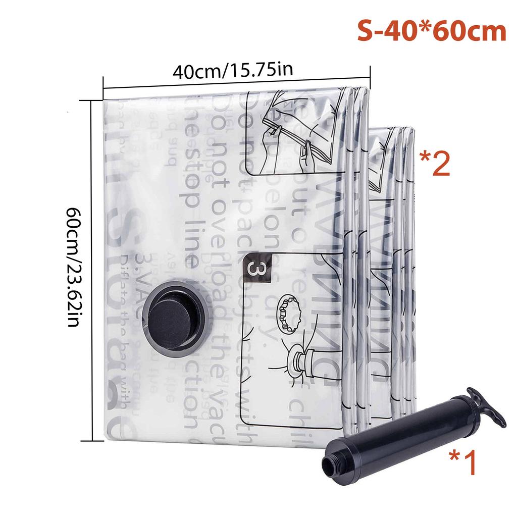 3-Piece Set of Vacuum Storage Bags with Hand Pump Multipurpose for Home Storage,Airtight Durable.Ideal for Clothes Bedding More.