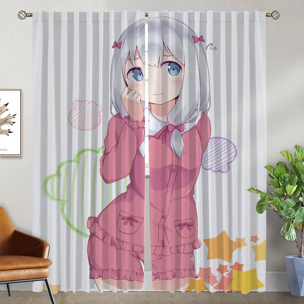 Kitchen Curtains for Living Room Curtain Eromanga Sensei Shades Home Interior Curtains 2 Pieces Halloween Decoration Partition